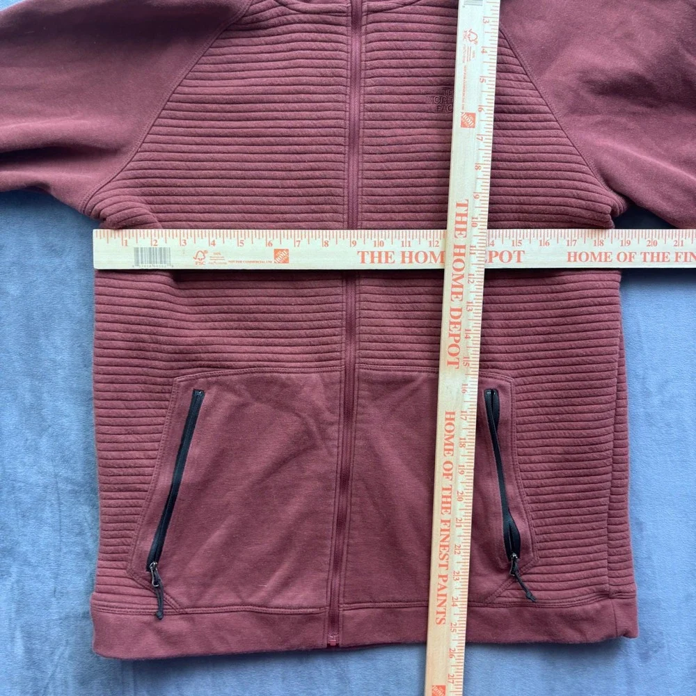 The North Face Mens Tech Full Zip Hoodie Burgundy Maroon Textured Jacket Medium